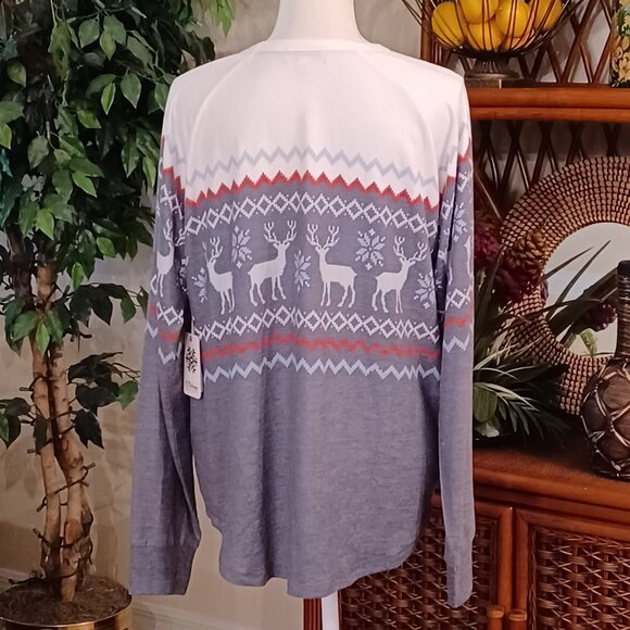 NEW! P.J. Salvage Fair Isle Print Knit Lounge Long Sleeve Top Size XL - Picture 5 of 10